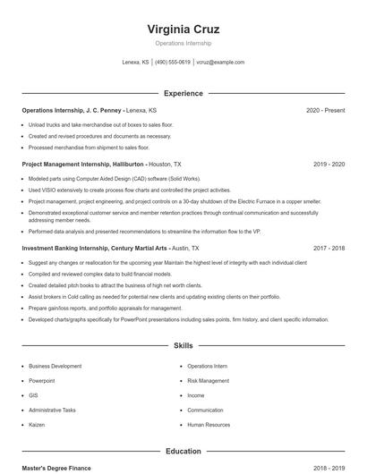 Resume example 1