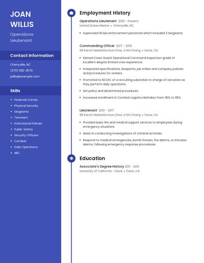 Operations Lieutenant Resume