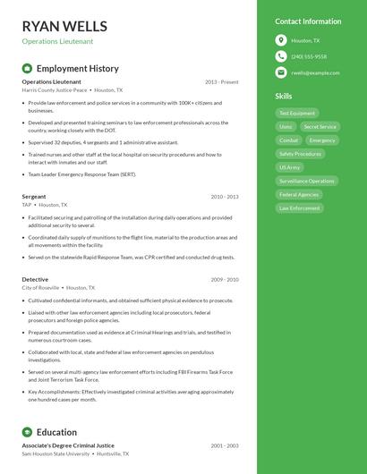 Operations Lieutenant Resume