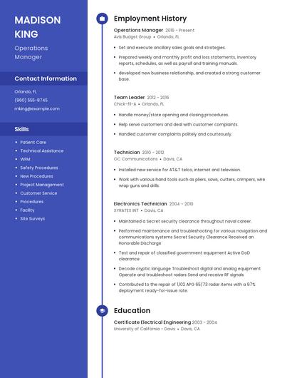 Operations Manager Resume