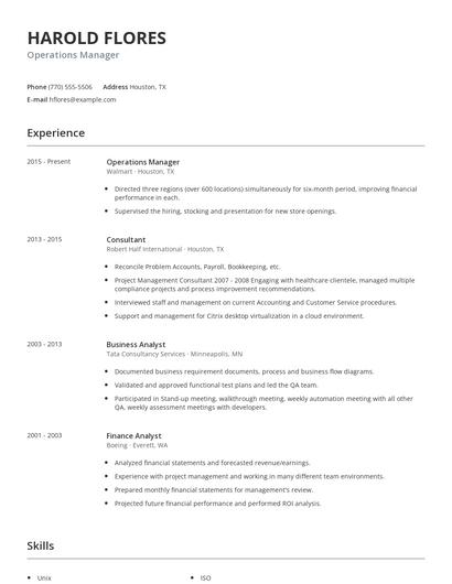 Operations Manager Resume