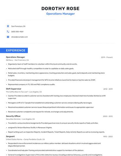 Operations Manager Resume