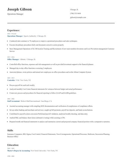 Operations Manager Resume