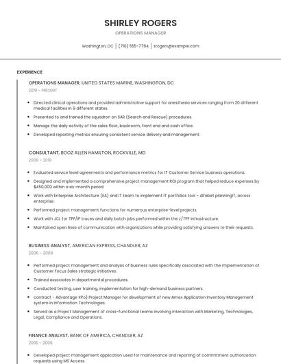 Operations Manager Resume