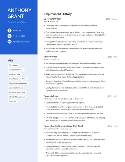 Operations Officer Resume