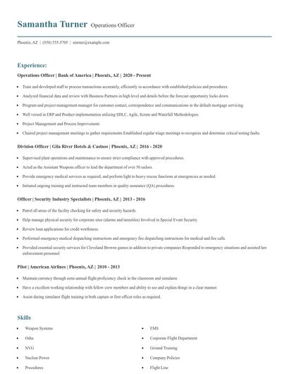Operations Officer Resume