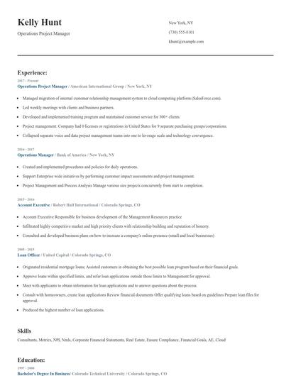 Operations Project Manager Resume