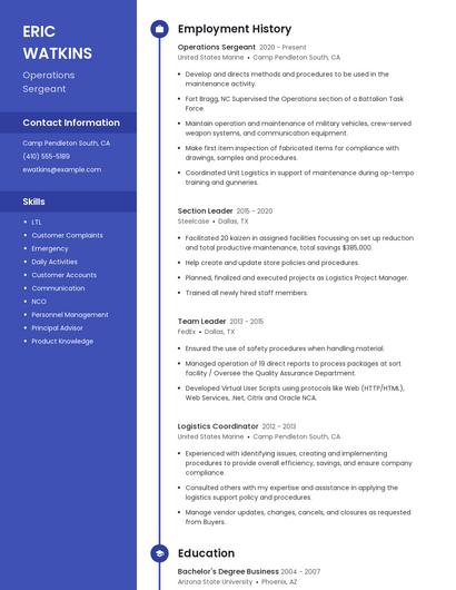 Resume example 5
