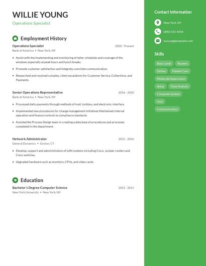 Operations Specialist Resume