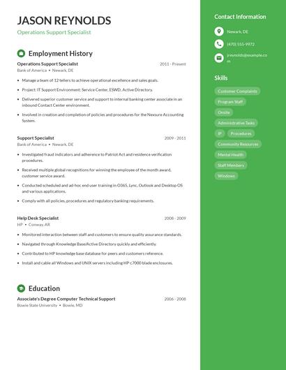Operations Support Specialist Resume
