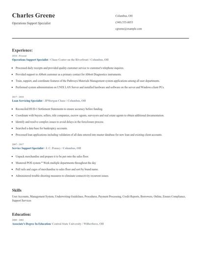 Operations Support Specialist Resume