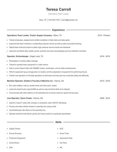 Resume example 1