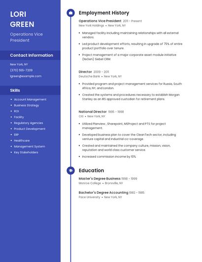 Operations Vice President Resume