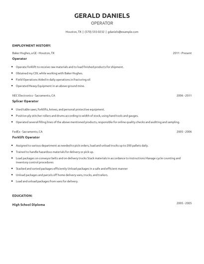 Operator Resume
