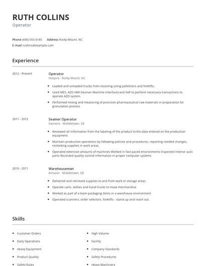 Operator Resume
