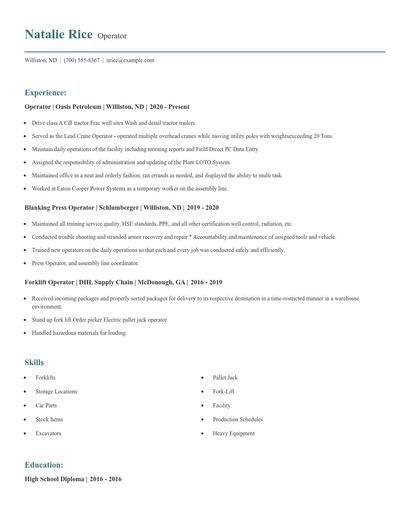Operator Resume