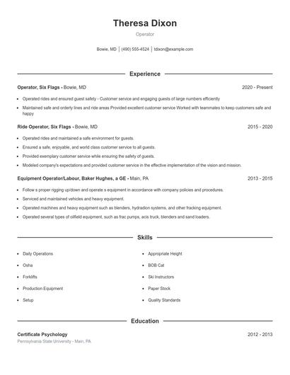 Operator Resume