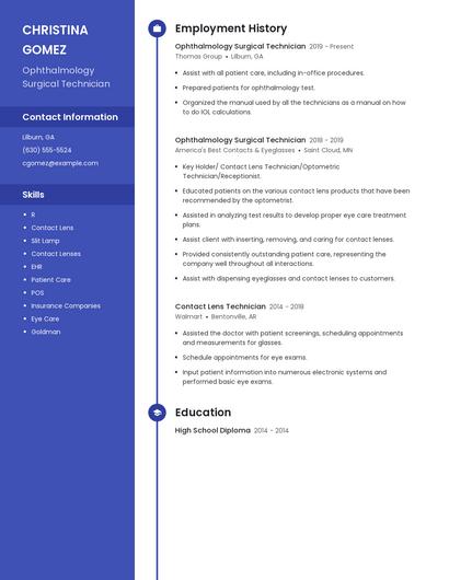 Ophthalmology Surgical Technician Resume