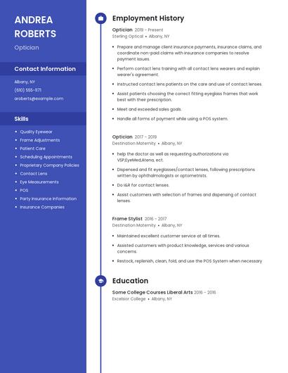 Optician Resume