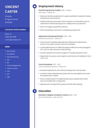 Oracle Programmer Analyst Resume
