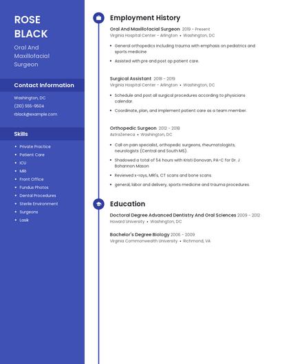 Oral And Maxillofacial Surgeon Resume