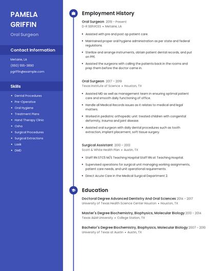 Oral Surgeon Resume