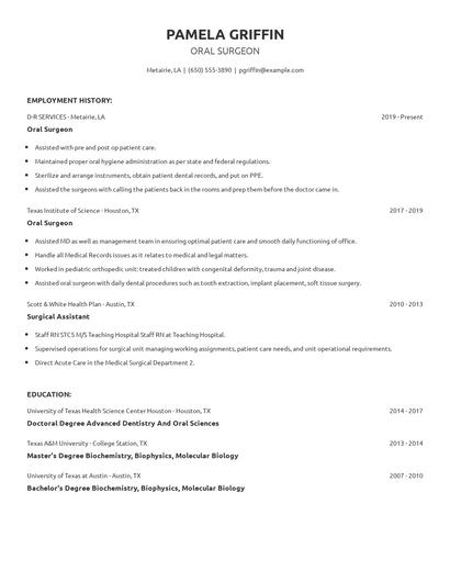 Oral Surgeon Resume