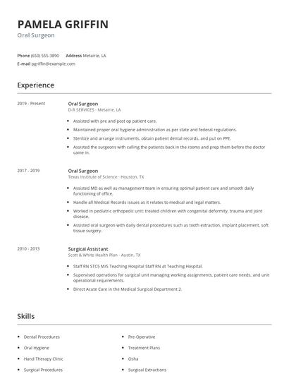 Oral Surgeon Resume