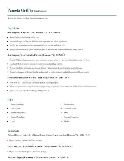 Oral Surgeon Resume