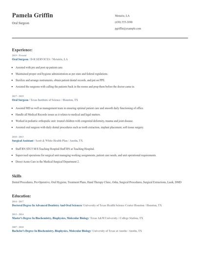 Oral Surgeon Resume