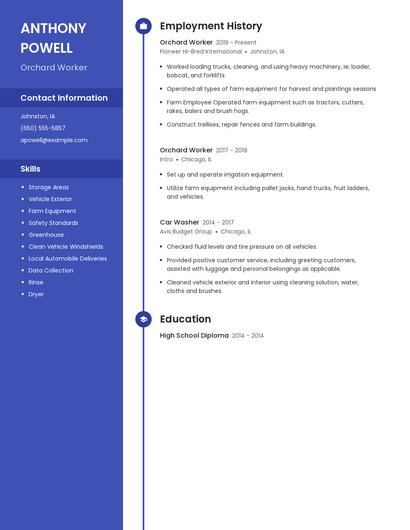 Orchard Worker Resume