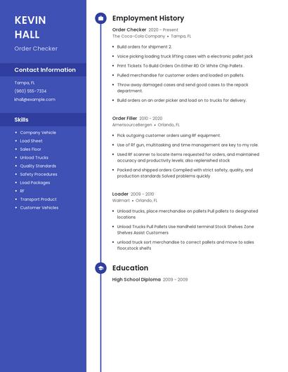 Order Checker Resume