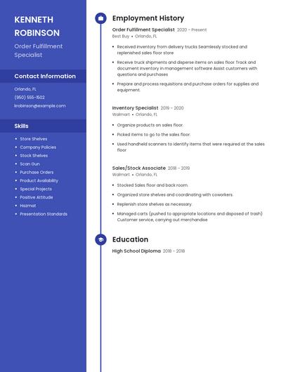 Order Fulfillment Specialist Resume
