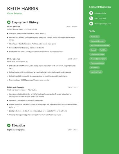 Order Selector Resume