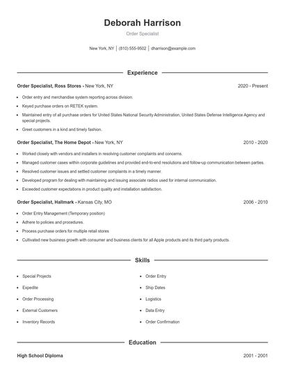 Resume example 1