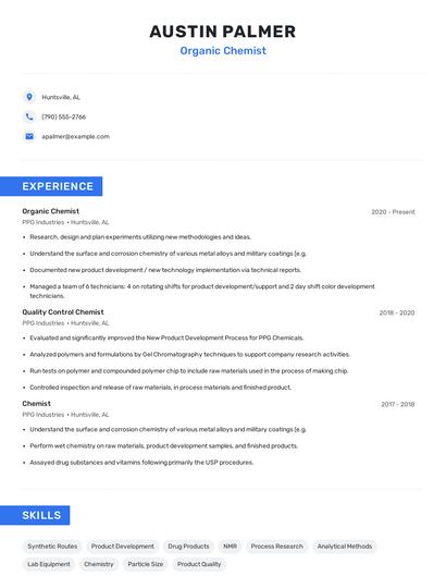 Organic Chemist Resume