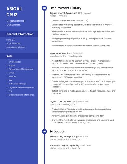 Organizational Consultant Resume