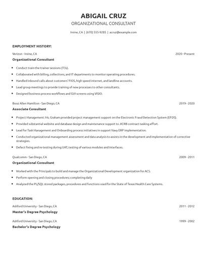 Organizational Consultant Resume