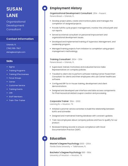 Organizational Development Consultant Resume