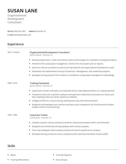 Organizational Development Consultant Resume