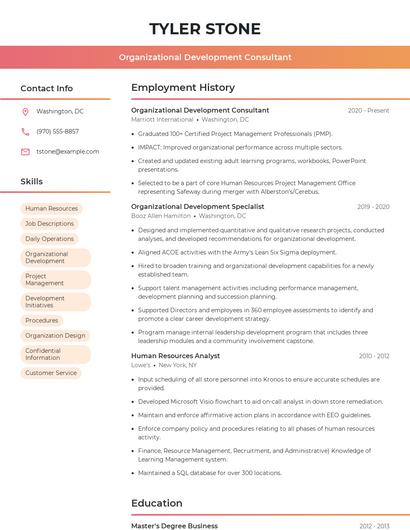 Organizational Development Consultant Resume