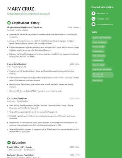 Organizational Development Consultant Resume