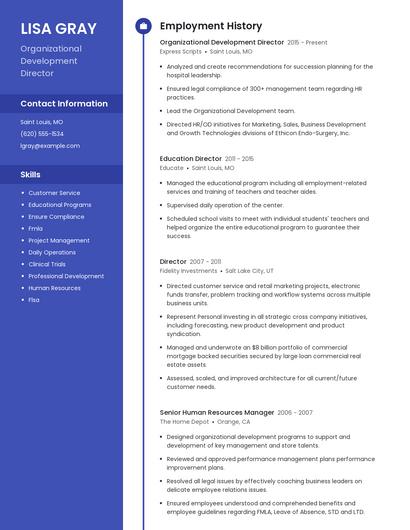 Organizational Development Director Resume