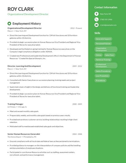 Organizational Development Director Resume