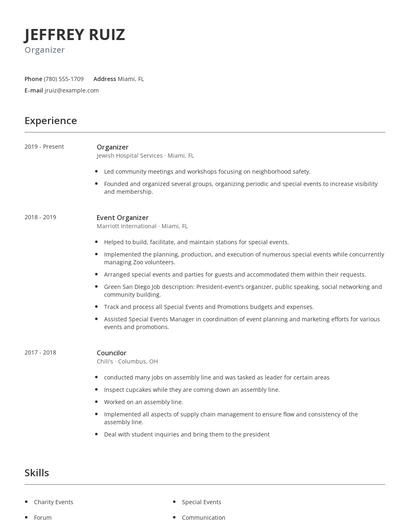 Organizer Resume