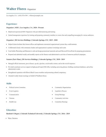 Organizer Resume