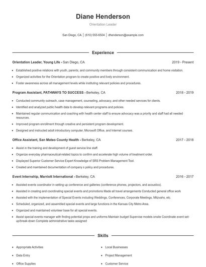 Resume example 1