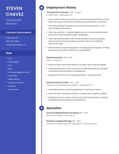 Orthodontist Assistant Resume