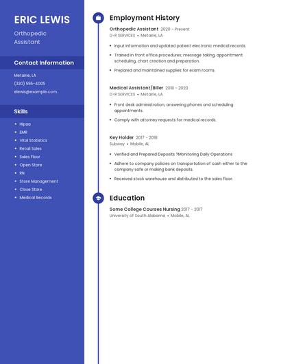 Orthopedic Assistant Resume