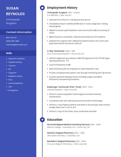 Orthopedic Surgeon Resume